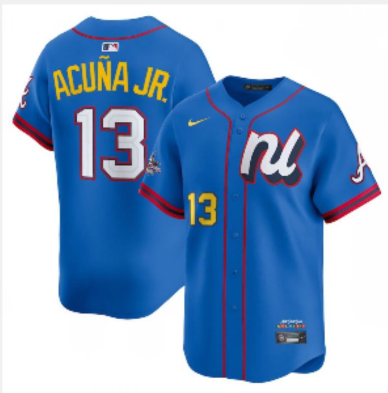 Men 2025 Atlanta Braves #13 Acuna jr Blue All star Nike MLB Jersey style 6->atlanta braves->MLB Jersey